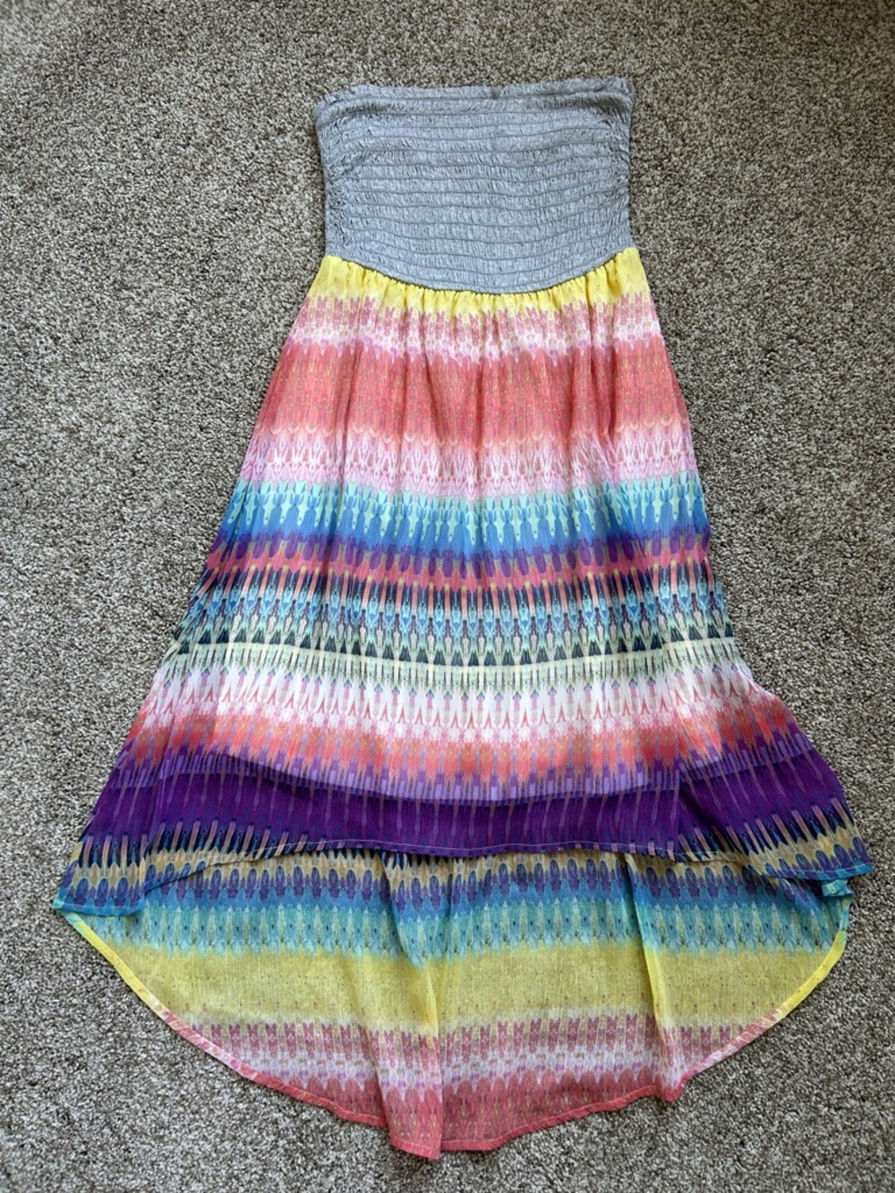 NWT Maurices Smocked Multicolor Boho Maxi Skirt - Medium